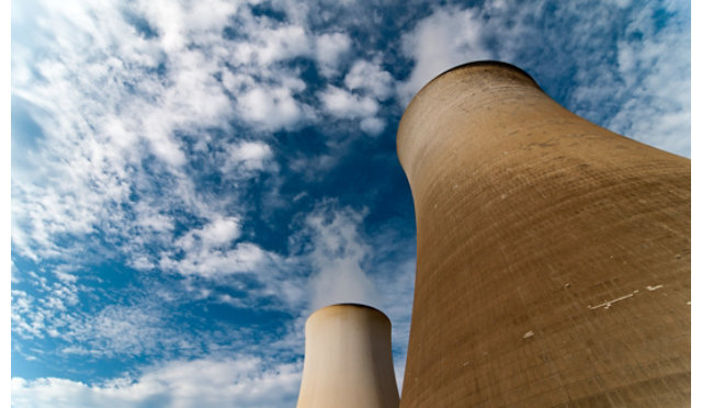 Nuclear power plant with blue sky