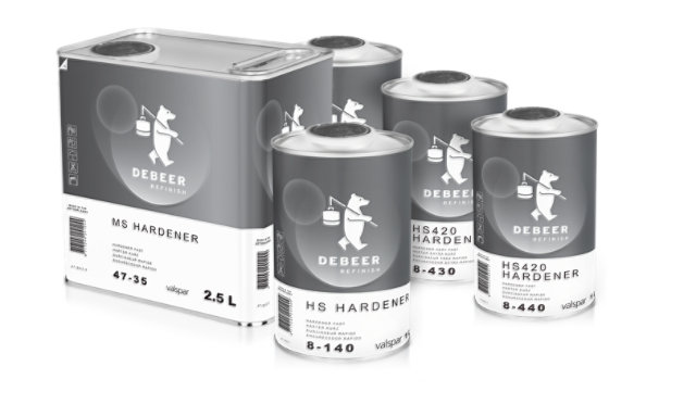 DeBeer Hardeners in an assortment of packaging