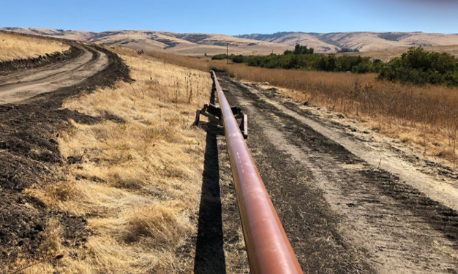 Oil & gas pipelines running across the ground