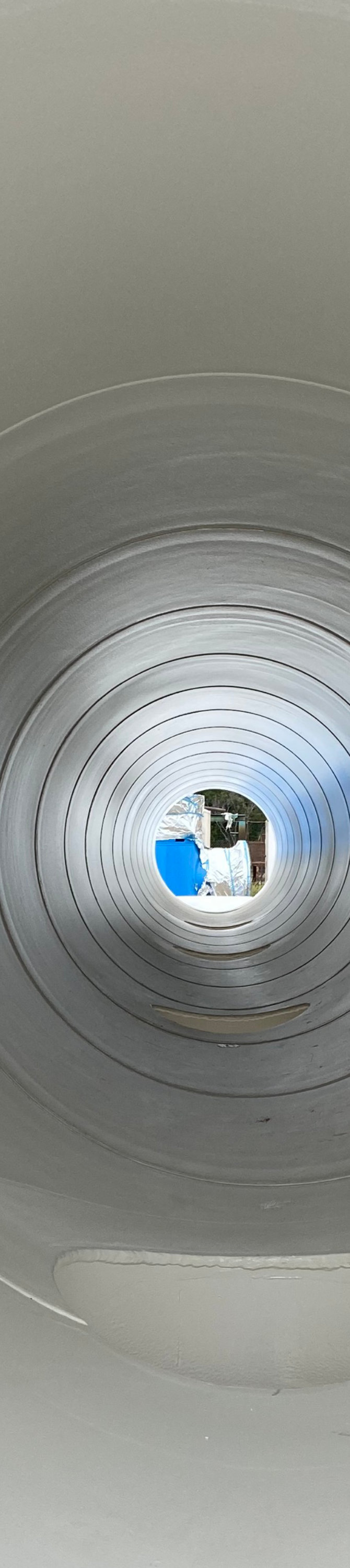 Inside of white coated pipe