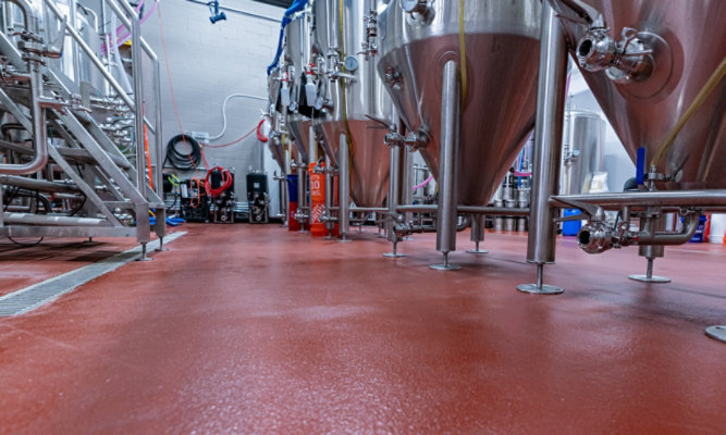 brewery tanks and fresh resinous floor