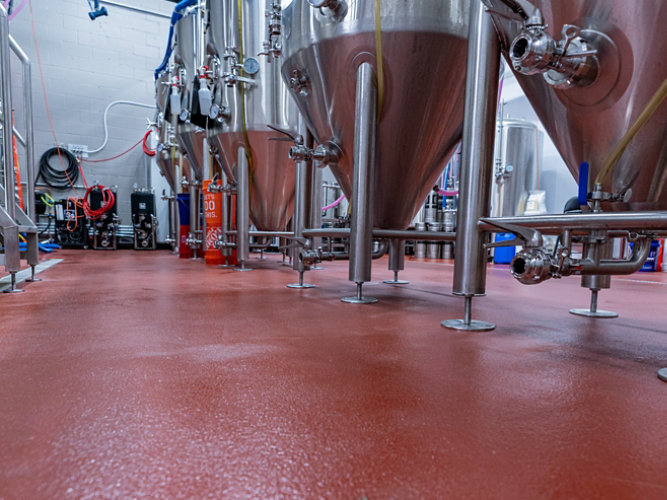 brewery tanks and fresh resinous floor