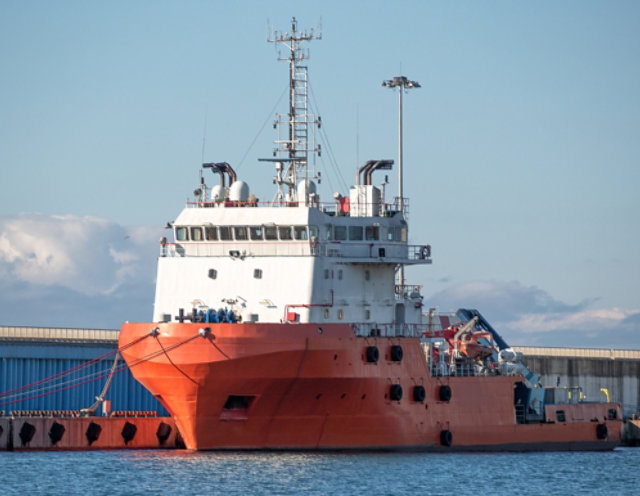 Ship at dock.