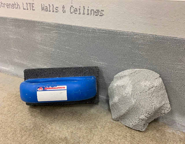 Marshalltown rub stone and Epoxy rub stone by cove base.