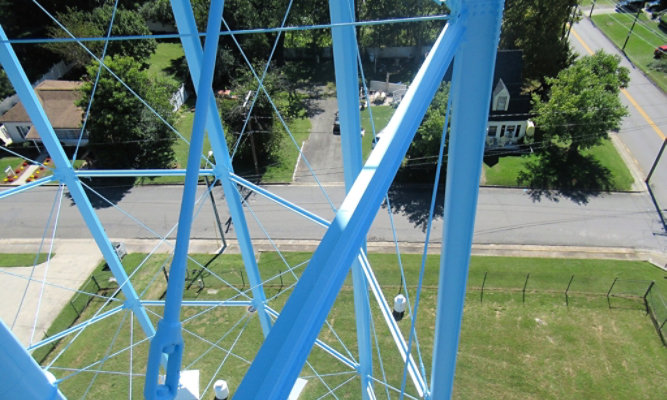 View of the water tower legs