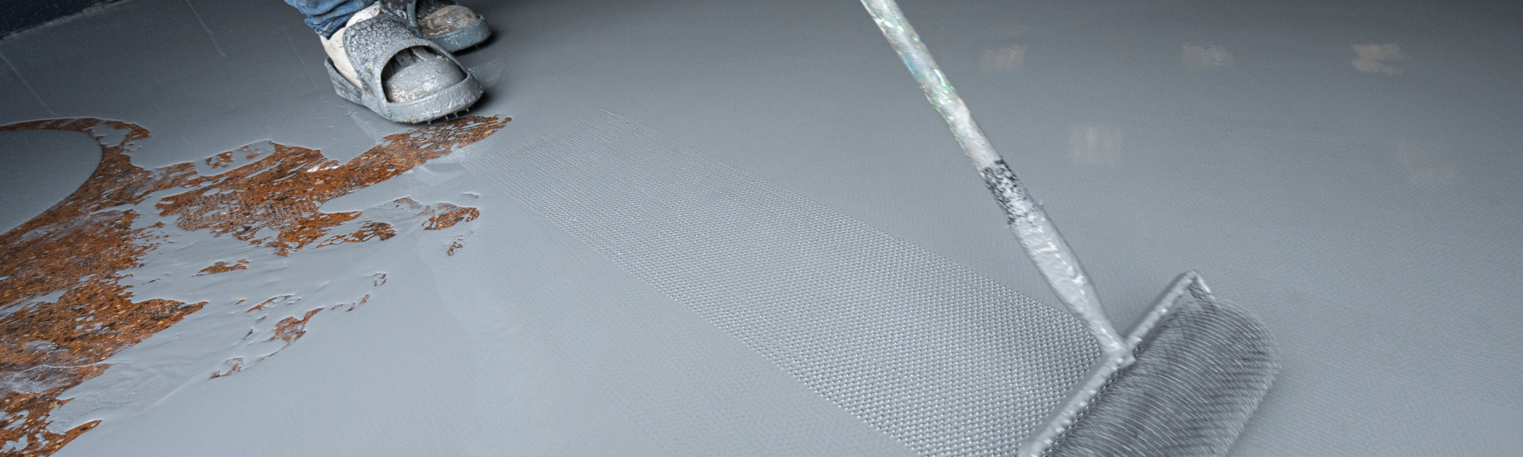A spike roller is applied to remove air bubbles