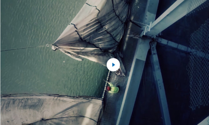 Aerial view of bridge rehabilitation