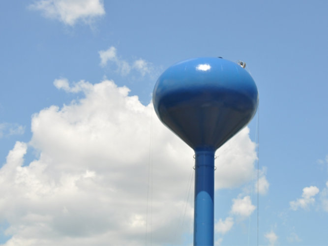 blue water tower
