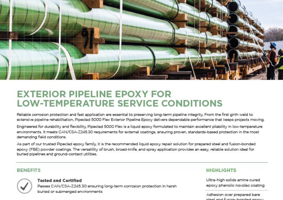 First page of Pipeclad 5000 Flex brochure