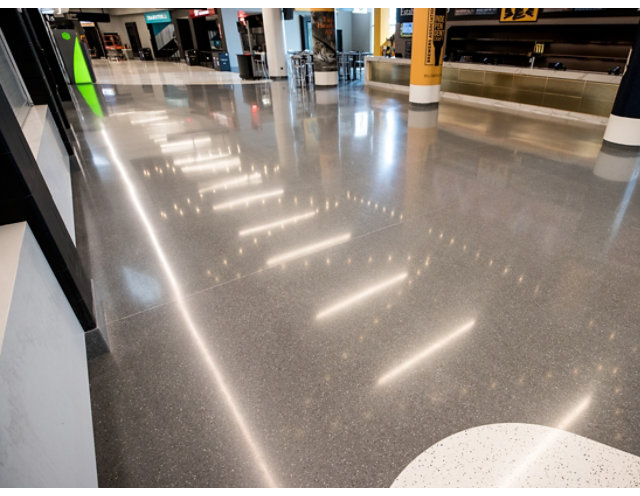 Terrazzo flooring installed