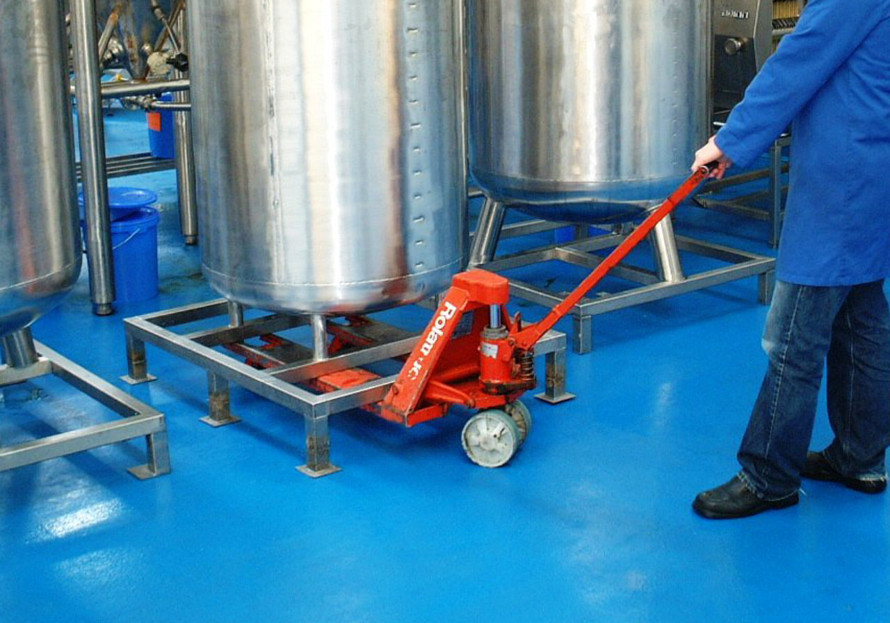 blue resinous flooring