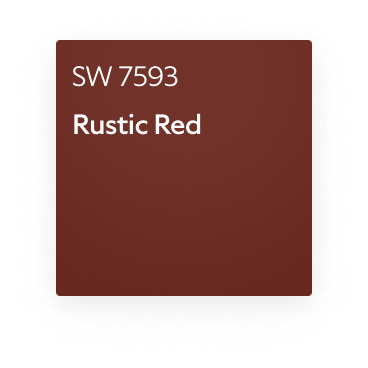 Rustic Red paint color card.