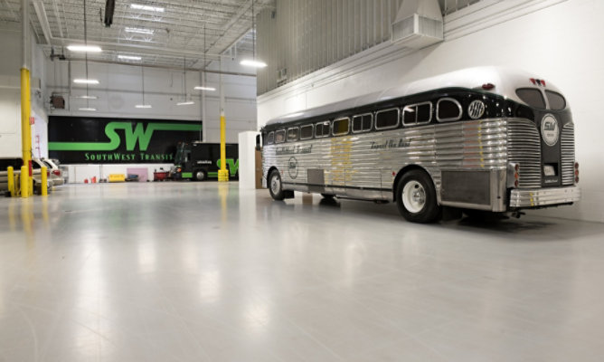 Troweled Mortar Floor at Public Transportation Facility