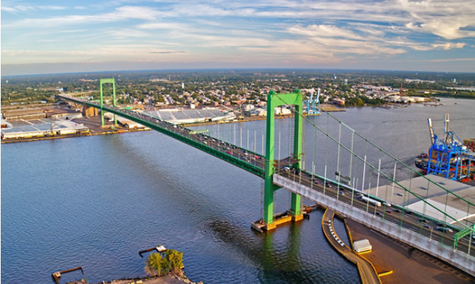 Walt Whitman bridge covered with Sherwin-Williams coatings