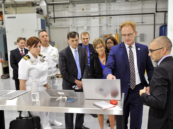 A large group presentation at the company’s Warrensville, Ohio, R&D lab.