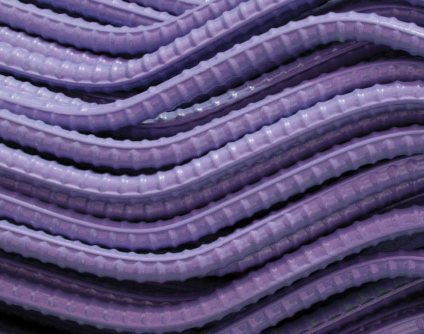 Close up of rebar coated with Sher-Bar Purple