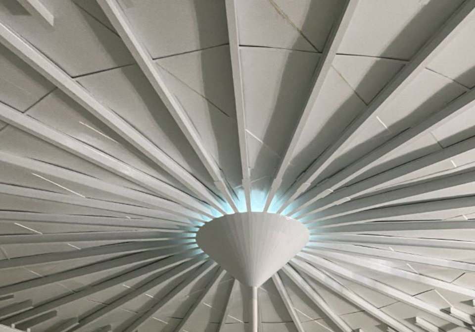 Inside of a coated water tower ceiling