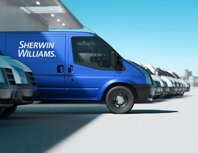 Distribution centre with Sherwin-Williams van parked