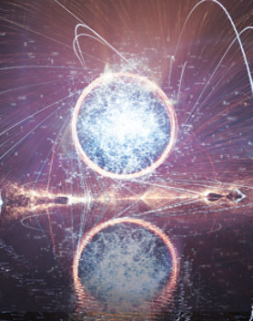 The image for the 2019 trend forecast, Spark, shows an illuminated sphere in dark space, with ribbons of light flowing outward, all reflected below as if by a body of water