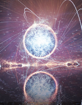 The image for the 2019 trend forecast, Spark, shows an illuminated sphere in dark space, with ribbons of light flowing outward, all reflected below as if by a body of water