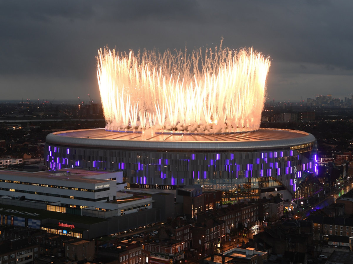Tottenham Hotspur stadium fireworks during the opening ceremony