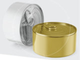 two easy open end shallow drawn cans, silver and gold