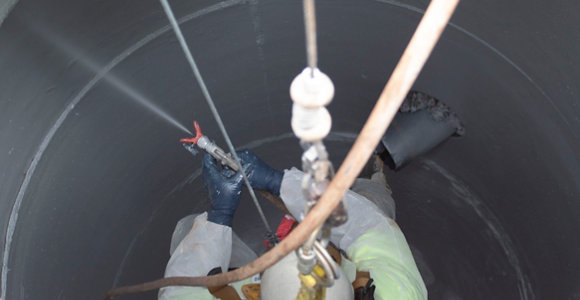 Dura-Plate 6100 being applied in a manhole
