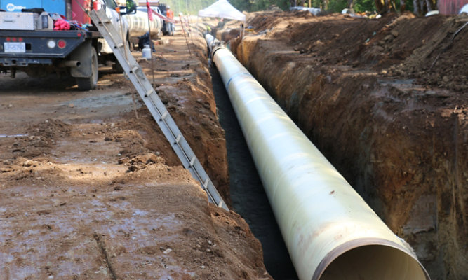 Pipes laid into ground