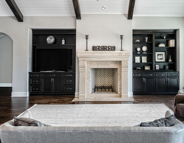 living room black cabinets