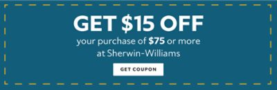 Get $15 off your purchase of $75 or more at Sherwin-Williams. Get coupon.