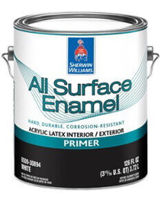 A gallon of All-Surface Enamel Latex Primer.