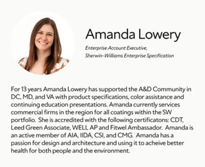 A biography card for Amanda Lowery.