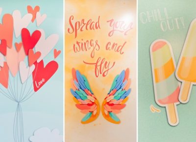 Art panel from the Ronald McDonald House Cambridge, featuring brightly colored illustrations and inspirational phrases.