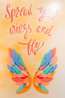 Art panel from the Ronald McDonald House Cambridge, featuring brightly colored illustrations and inspirational phrases.