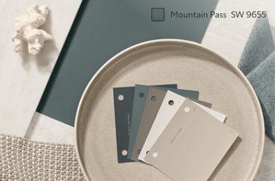 A palette of color swatches with different textiles.