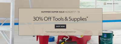Summer Super Sale August 7-13. 30% OFF Tools & Supplies. Shop Now. *Some exclusions apply. Discount activated in cart.