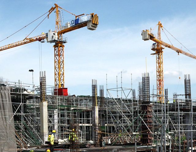 The frame of a steel structured building