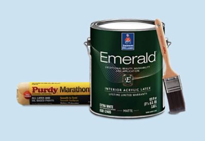 Pintura Emerald y rodillo de pintura Purdy Marathon.