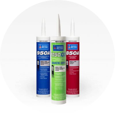 Sherwin-Williams caulks and sealant tubes.