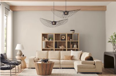 Living room painted in Drift of Mist SW 9166.