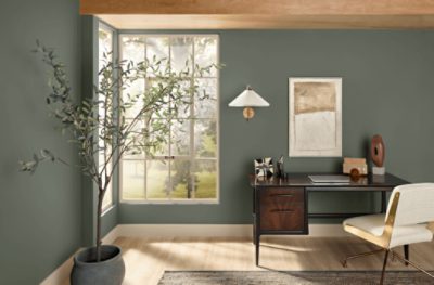 An office painted Rosemary SW 6187.