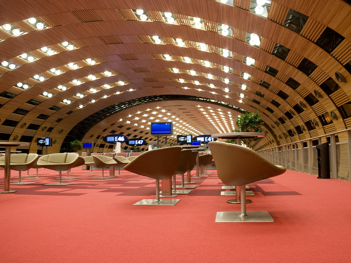 Interior of Charles De Gaulles aiport in Paris