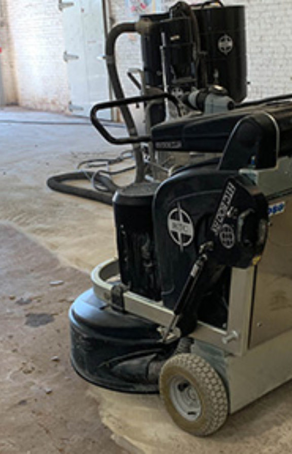Concrete floor being cleaned