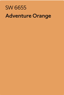 A Sherwin-Williams Color Chip for Adventure Orange SW 6655.