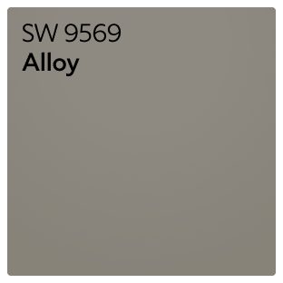 A Sherwin-Williams Color Chip for Alloy SW 9569.