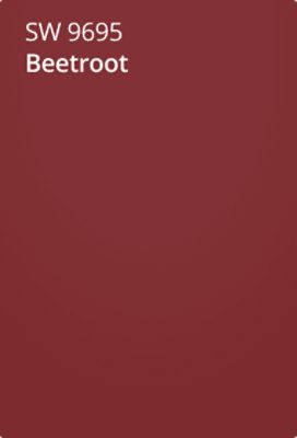 A Sherwin-Williams Color Chip for Beetroot SW 9695.