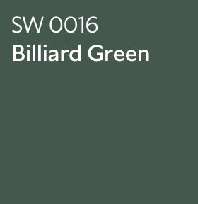 Sherwin-Williams Color Chip for Billiard Green SW 0016.