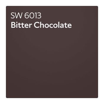 A Sherwin-Williams Color Chip for Bitter Chocolate SW 6013.