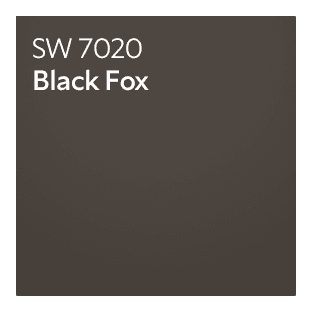 A Sherwin-Williams Color Chip for Black Fox SW 7020.