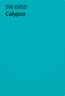 A Sherwin-Williams Color Chip for Calypso SW 6950.